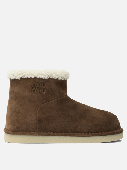 Stivaletti pull-on 100% calf leather - 100% ovis aries  Marrone - Miu Miu Donna | VIETTI Online Store 
