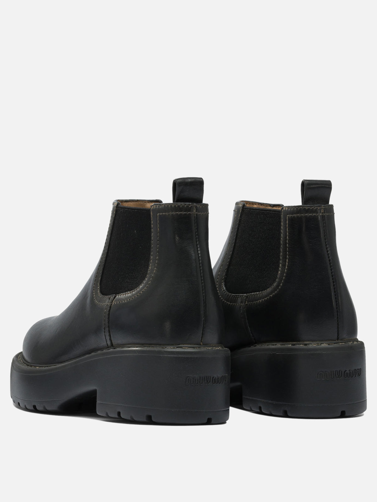 Miu Miu Chelsea leather ankle boots Black