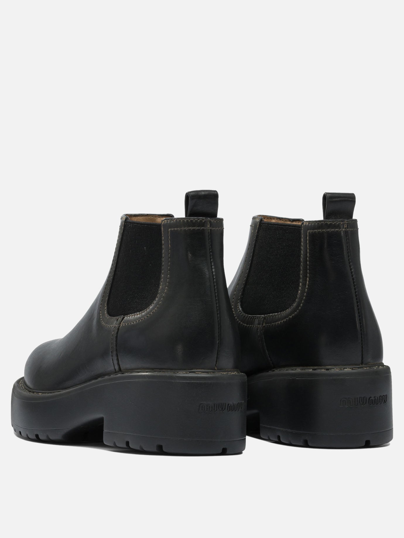 Miu Miu Chelsea leather ankle boots 5T527E Black - Women | VIETTI Shop