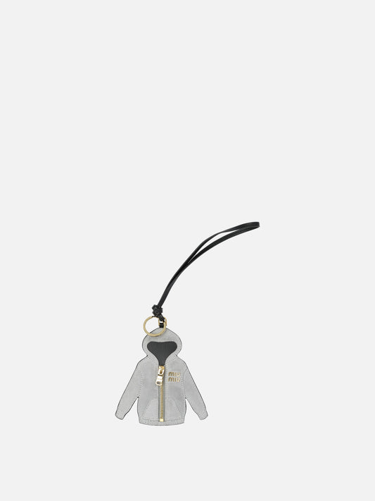 Miu Miu Trick leather keychain Grey

