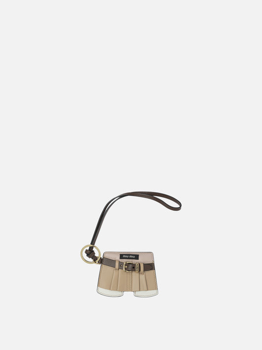 Miu Miu Trick leather keychain Brown

