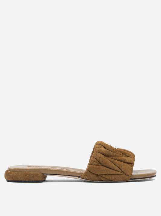 Miu Miu Matelassé suede sandals 17414034_37 Brown 1