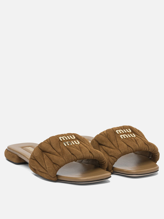 Miu Miu Matelassé suede sandals 17414034_37 Brown 2