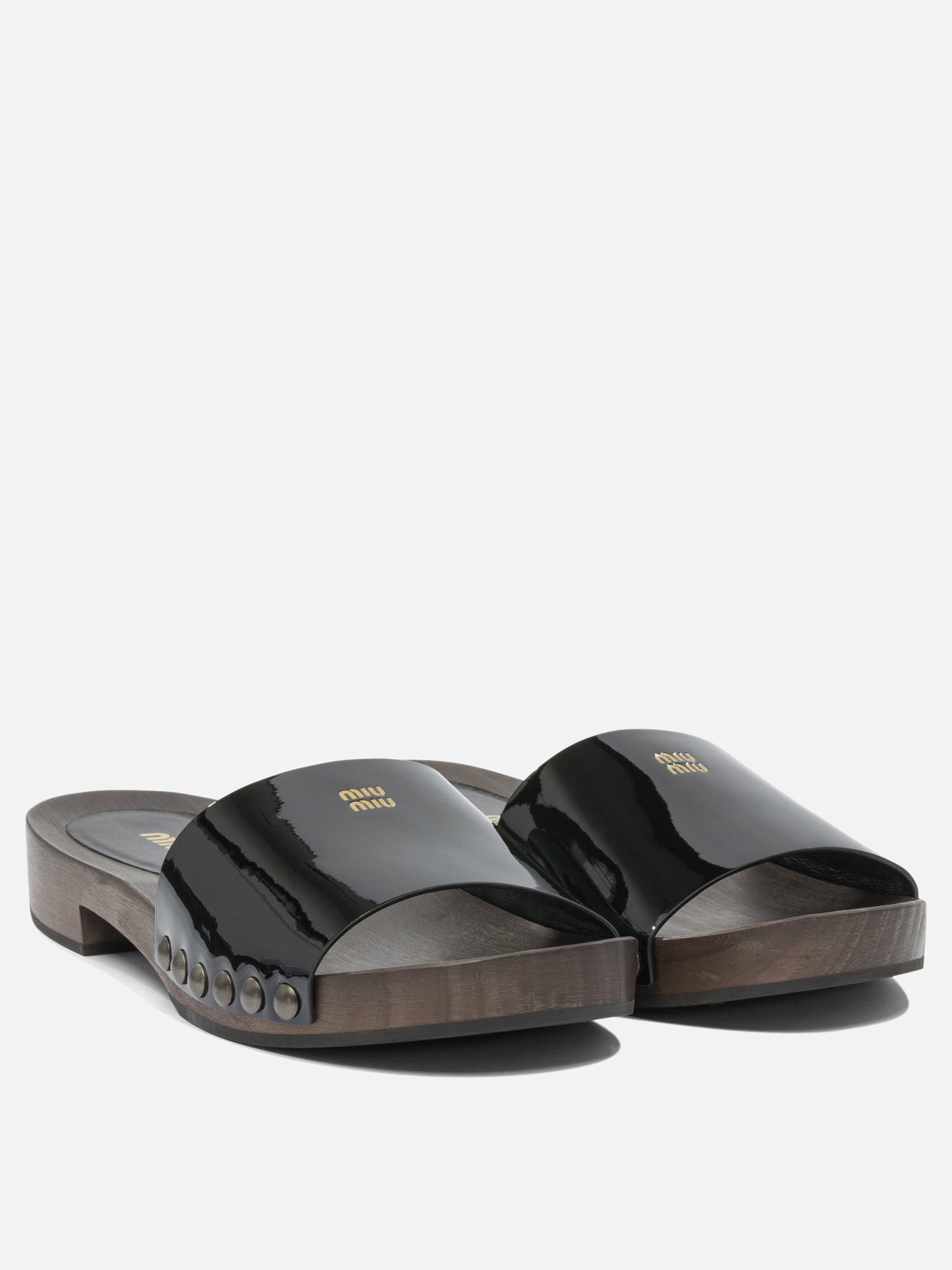 Miu Miu Patent leather clogs 30mm Black - Women | VIETTI Online Store
