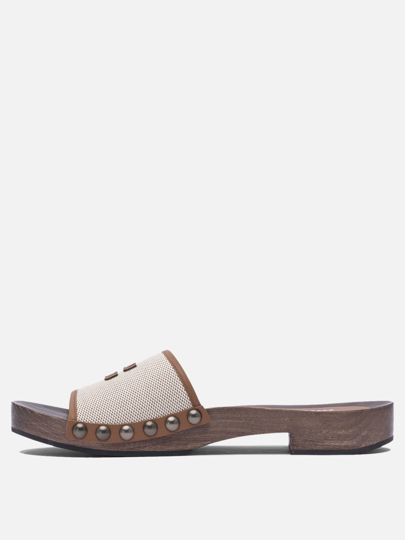 Miu Miu Canvas and leather clogs 30 mm 12776129_36 Beige thumbnail_3