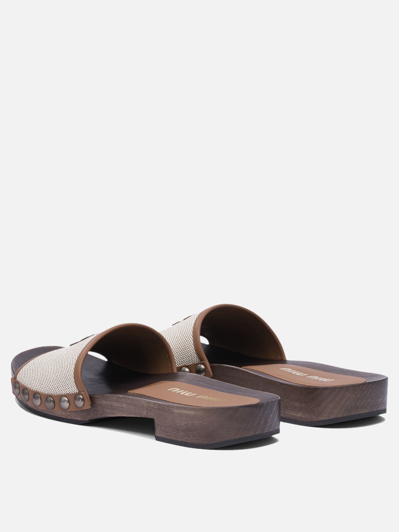 Miu Miu Canvas and leather clogs 30 mm 12776129_36 Beige thumbnail_4