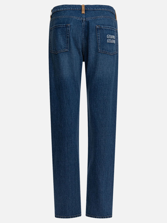 Miu Miu Jeans con inserti di pelle 11531359_28 Blue 2