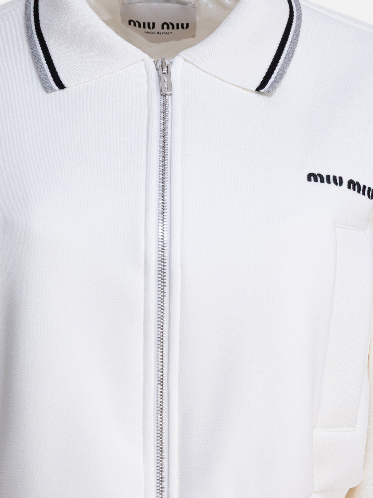 Miu Miu Lightweight cotton jacket with logo White - VIETTI