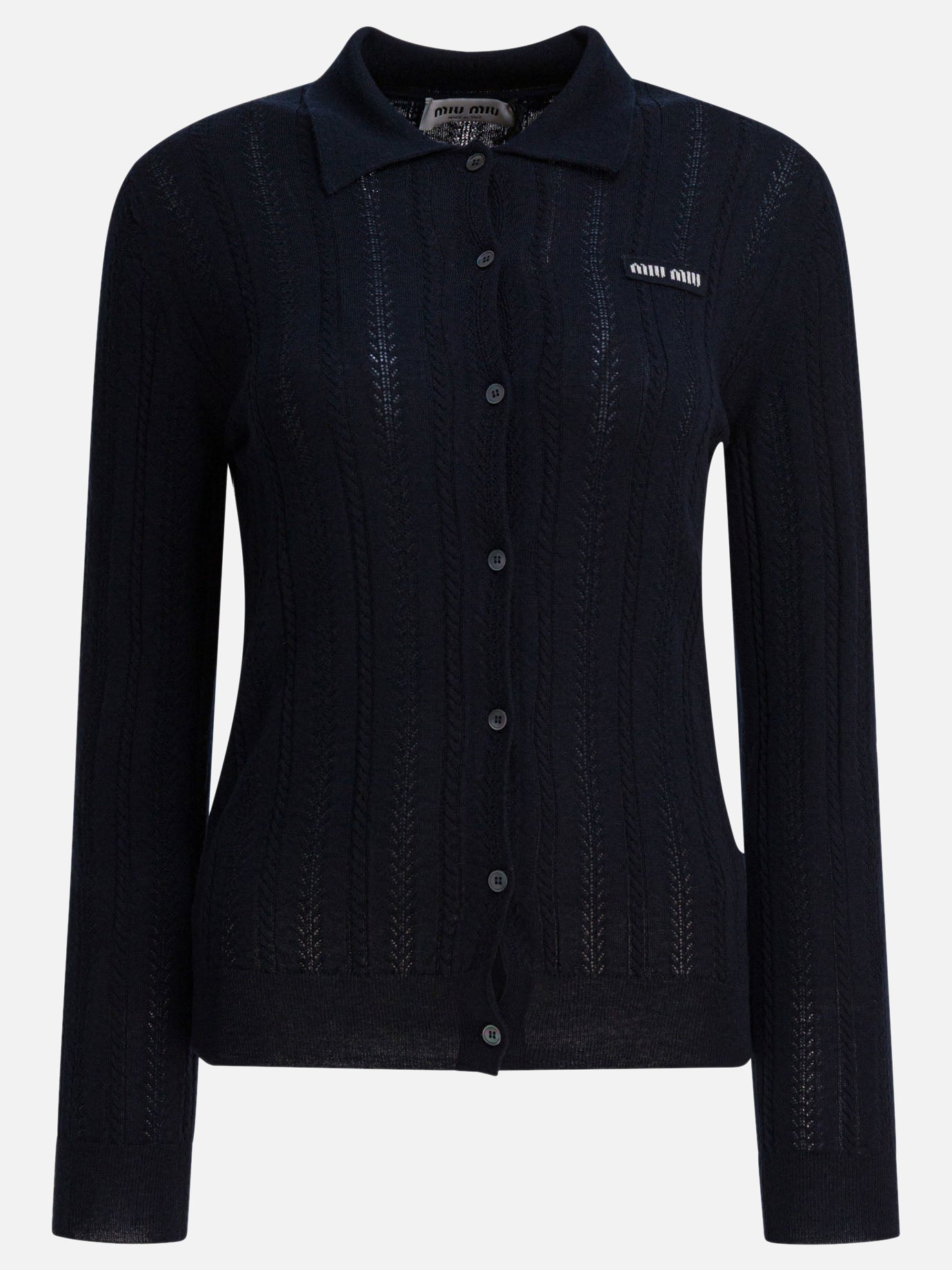Cardigan Solid colour  Blu - Miu Miu Donna | PDP | VIETTI Online Store | thumbnail