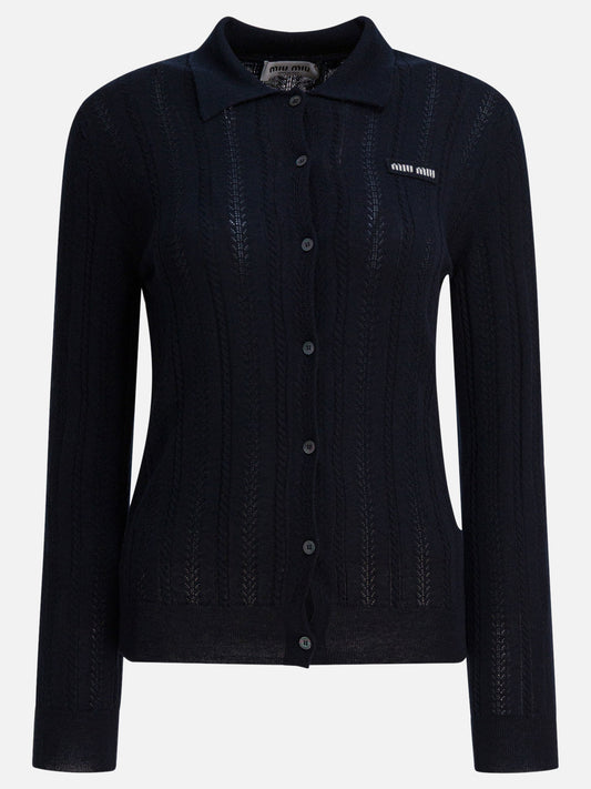 Cardigan Solid colour  Blu - Miu Miu Donna | PLP | VIETTI Online Store 
