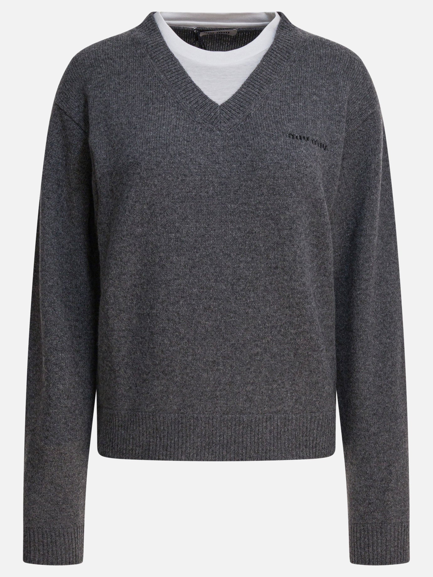 Maglioni girocollo Logo  Grigio - Miu Miu Donna | PDP | VIETTI Online Store | thumbnail