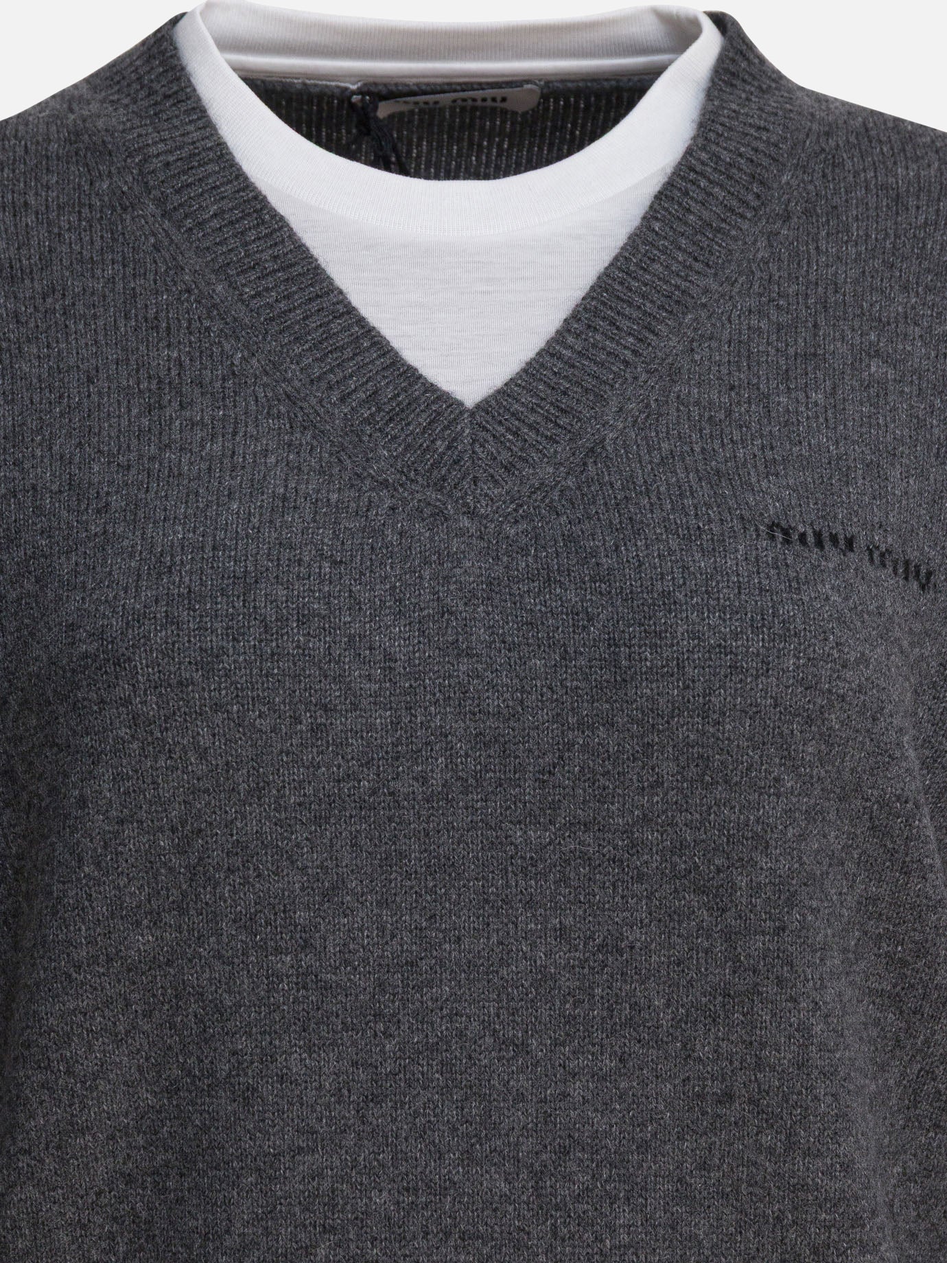 Maglioni girocollo Logo  Grigio - Miu Miu Donna | PDP | VIETTI Online Store | Zoom-Modal_3
