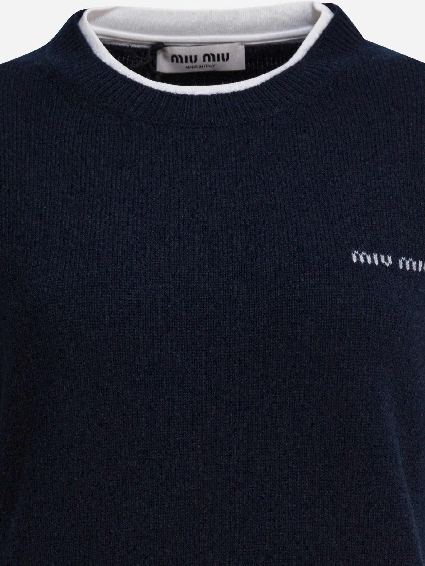 Maglioni girocollo Logo  Blu - Miu Miu Donna | PDP | VIETTI Online Store | Zoom-Modal_3
