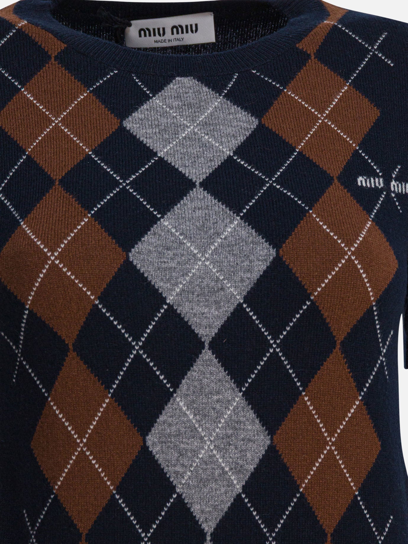 Maglioni girocollo Argyle  Blu - Miu Miu Donna | PDP | VIETTI Online Store | Zoom-Modal_3

