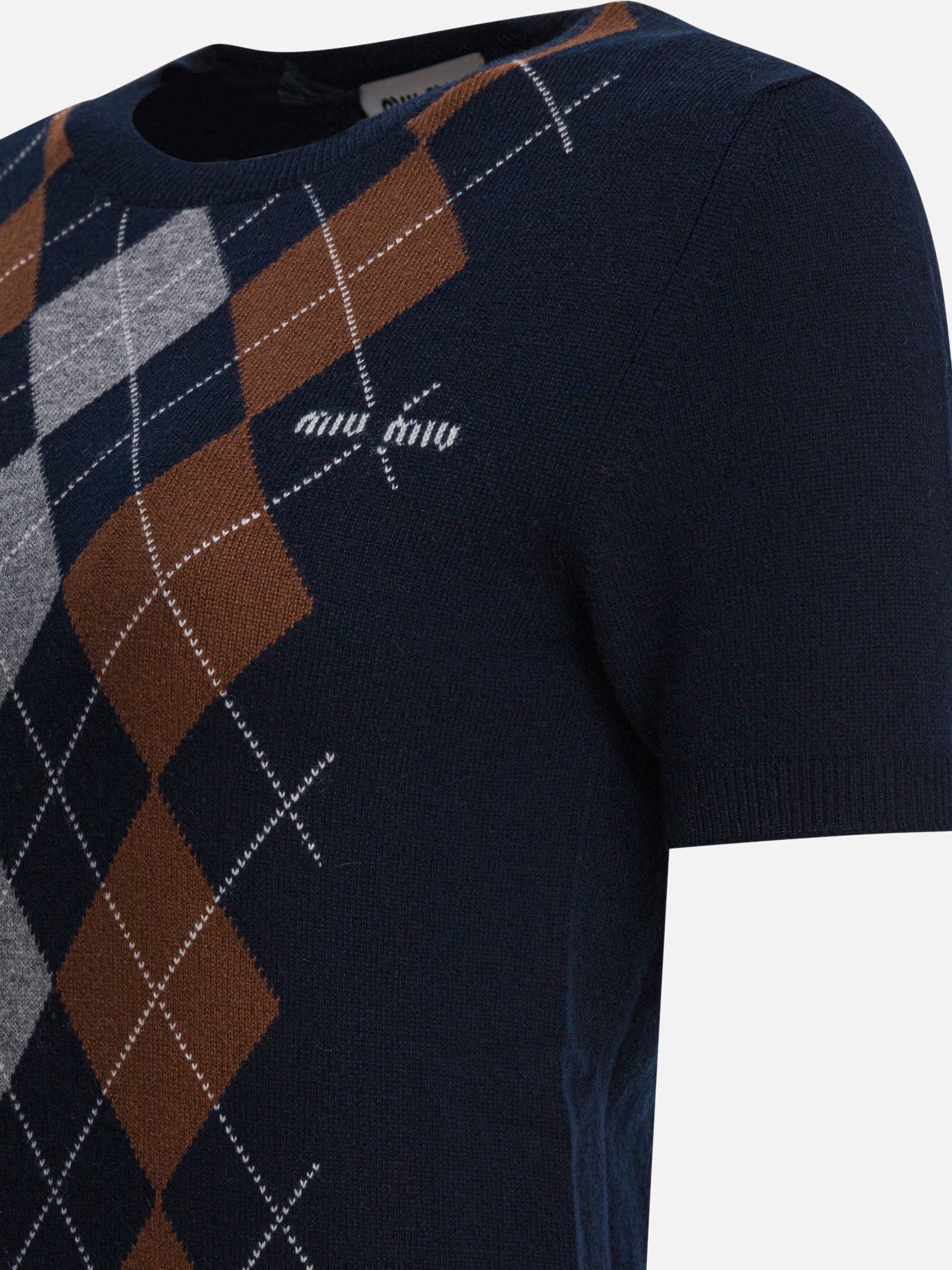 Maglioni girocollo Argyle  Blu - Miu Miu Donna | PDP | VIETTI Online Store | thumbnail_4