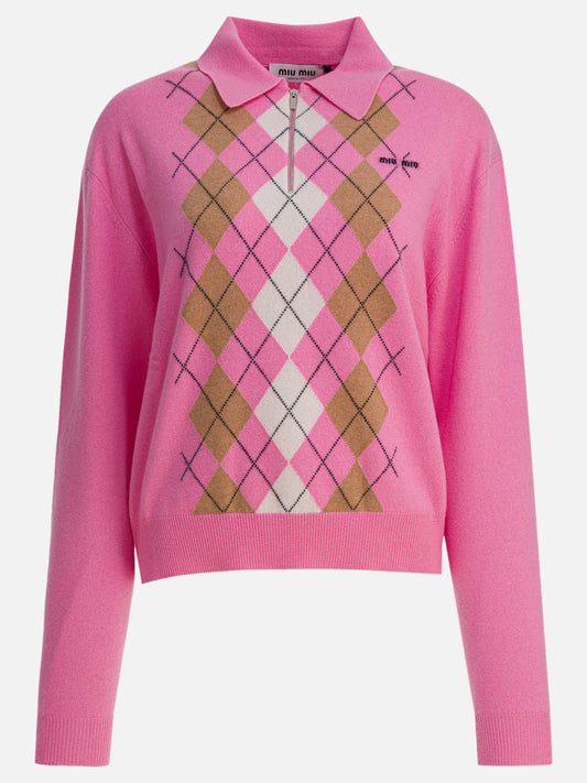 Maglioni con mezza zip Argyle  Rosa - Miu Miu Donna | PLP | VIETTI Online Store 

