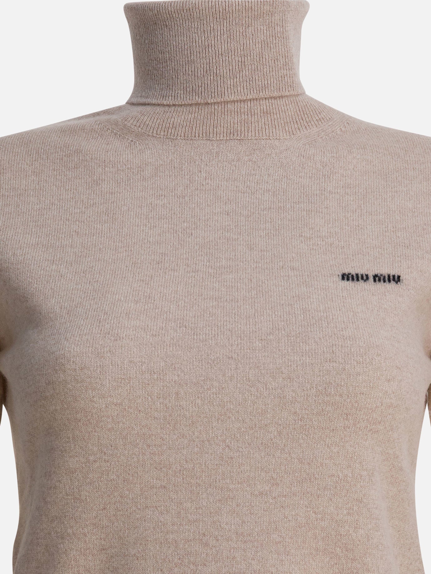 Maglioni dolcevita Logo  Beige - Miu Miu Donna | PDP | VIETTI Online Store | Zoom-Modal_3
