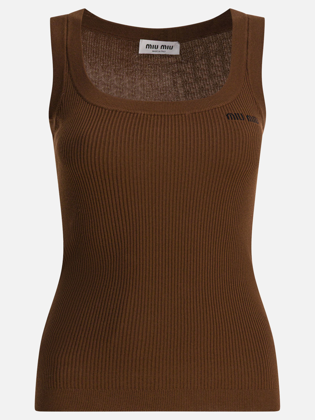 Miu Miu Ribbed tank top Brown