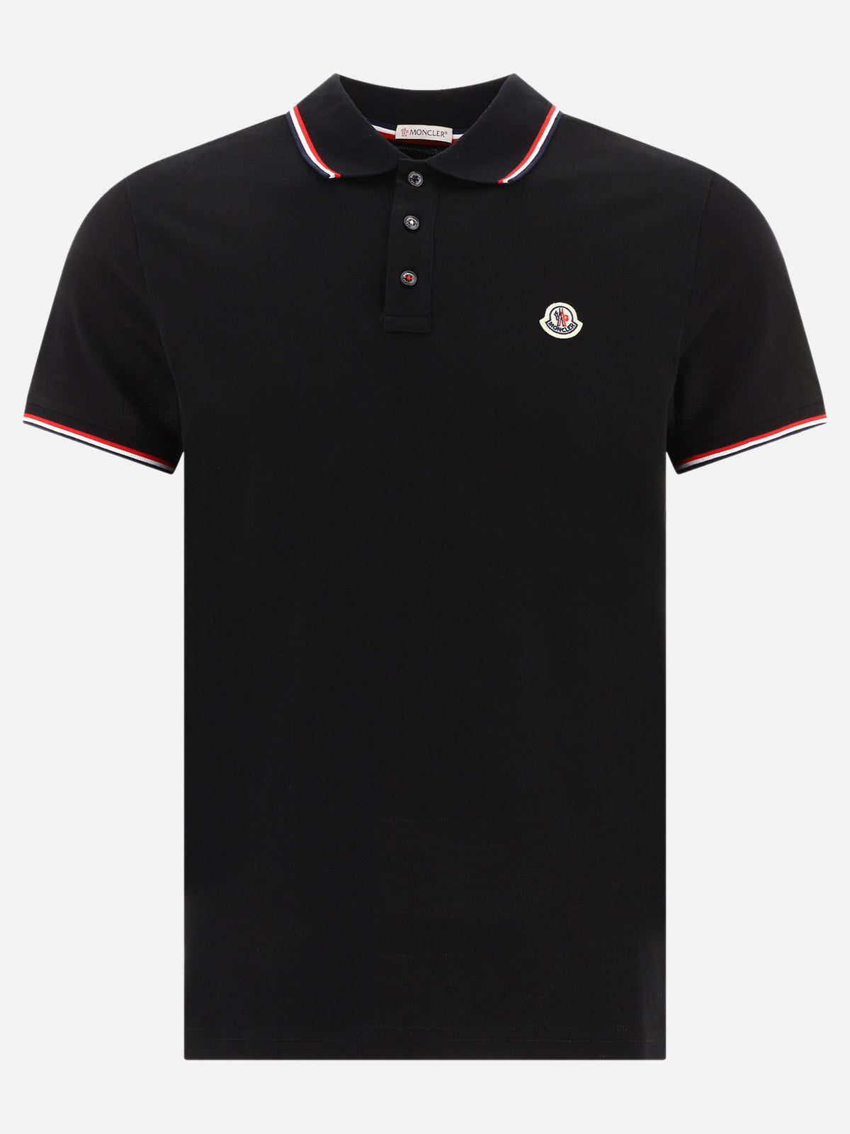 Moncler Cotton pique polo shirt with logo patch Black