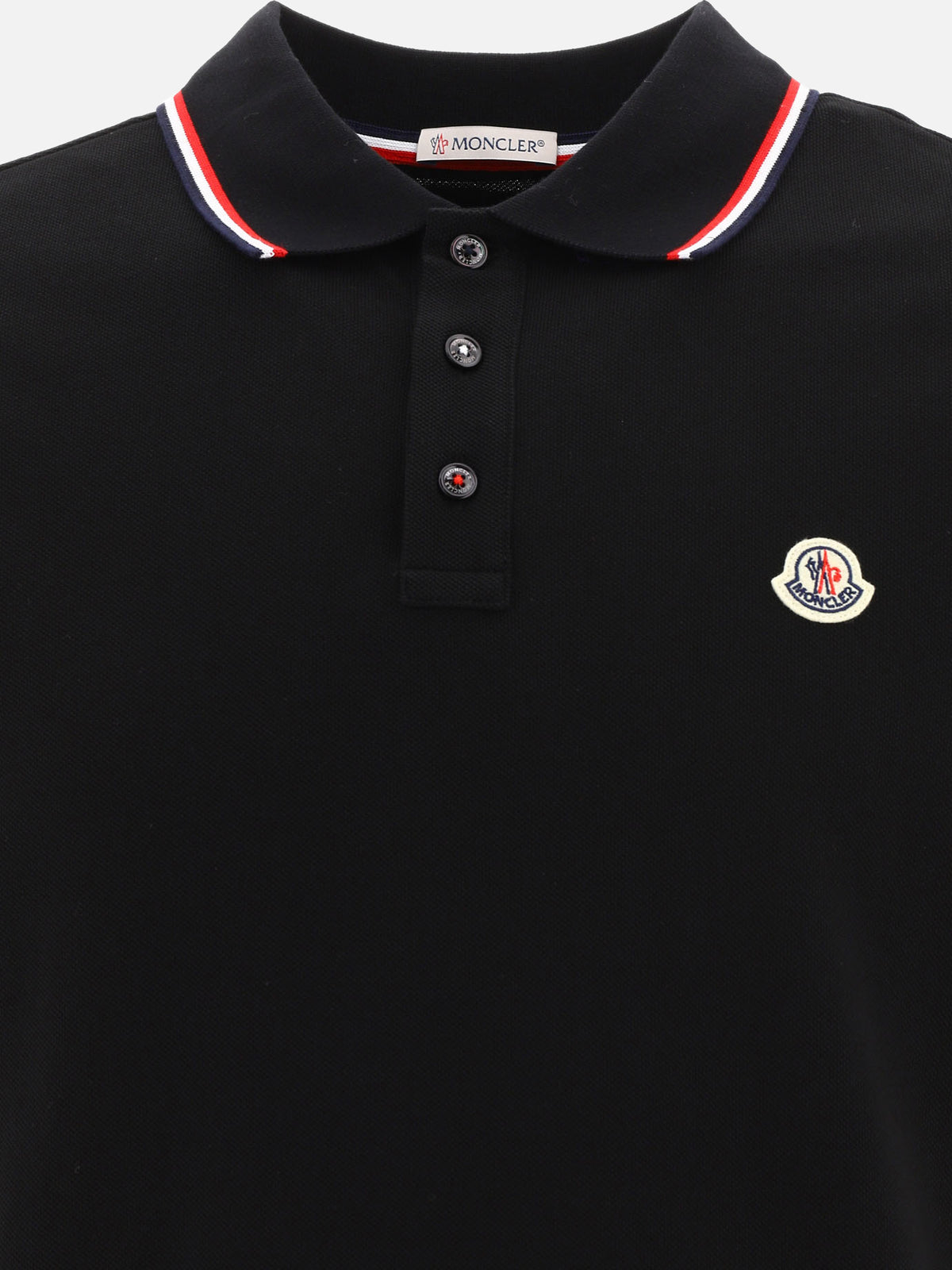 Moncler Cotton pique polo shirt with logo patch Black