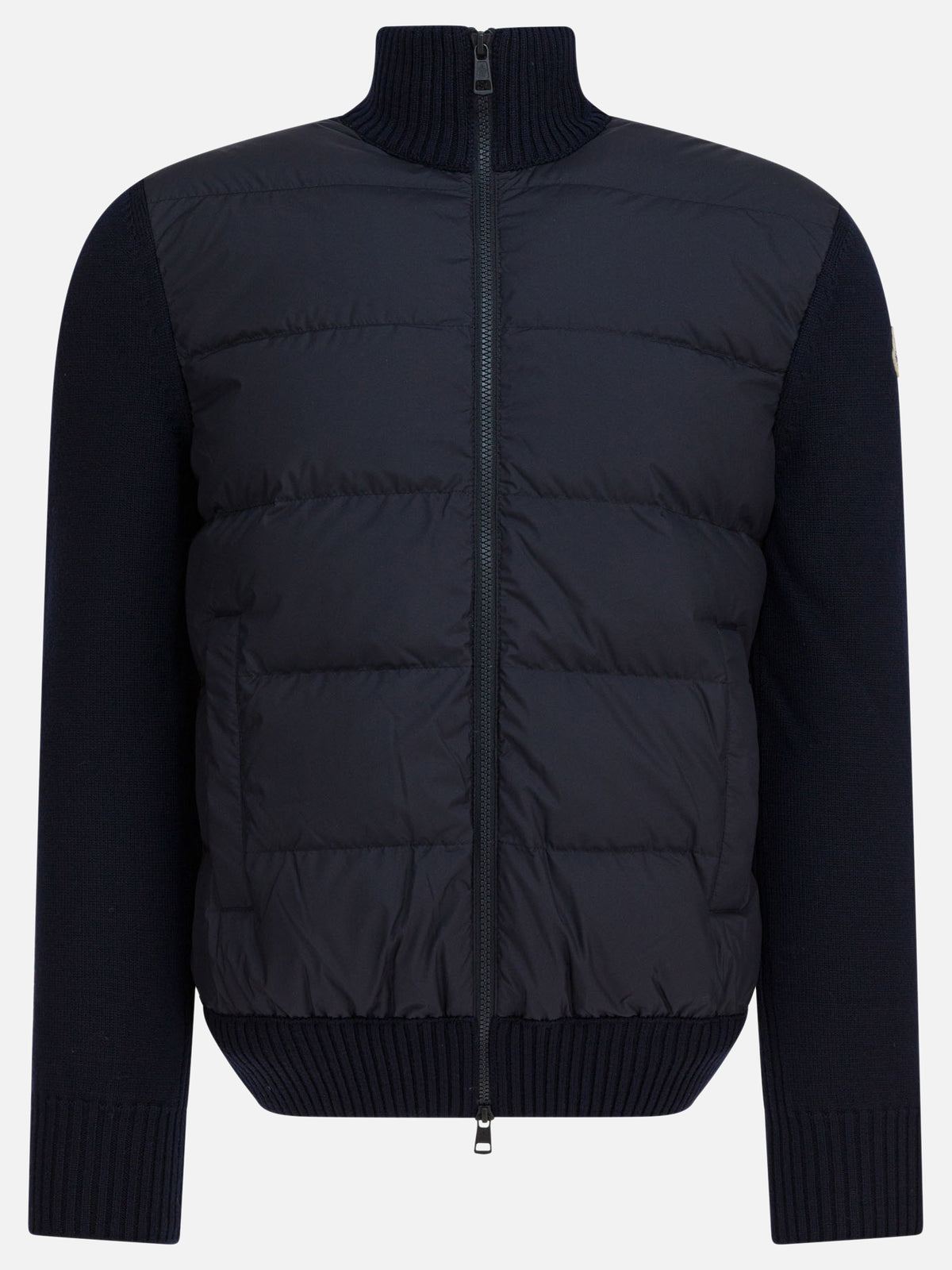 Moncler Wool sweatshirt with zipper and hood Blue