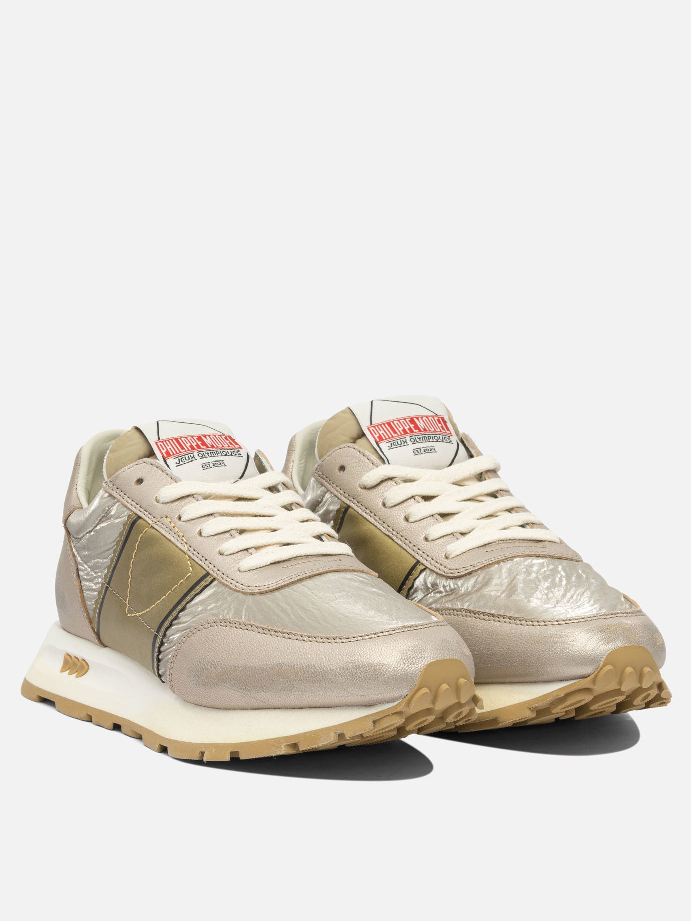 Sneaker basse 90% leather 10% mesh - 100% rubber  Oro - Philippe Model Paris Donna | PDP | VIETTI Online Store | Zoom-Modal_2
