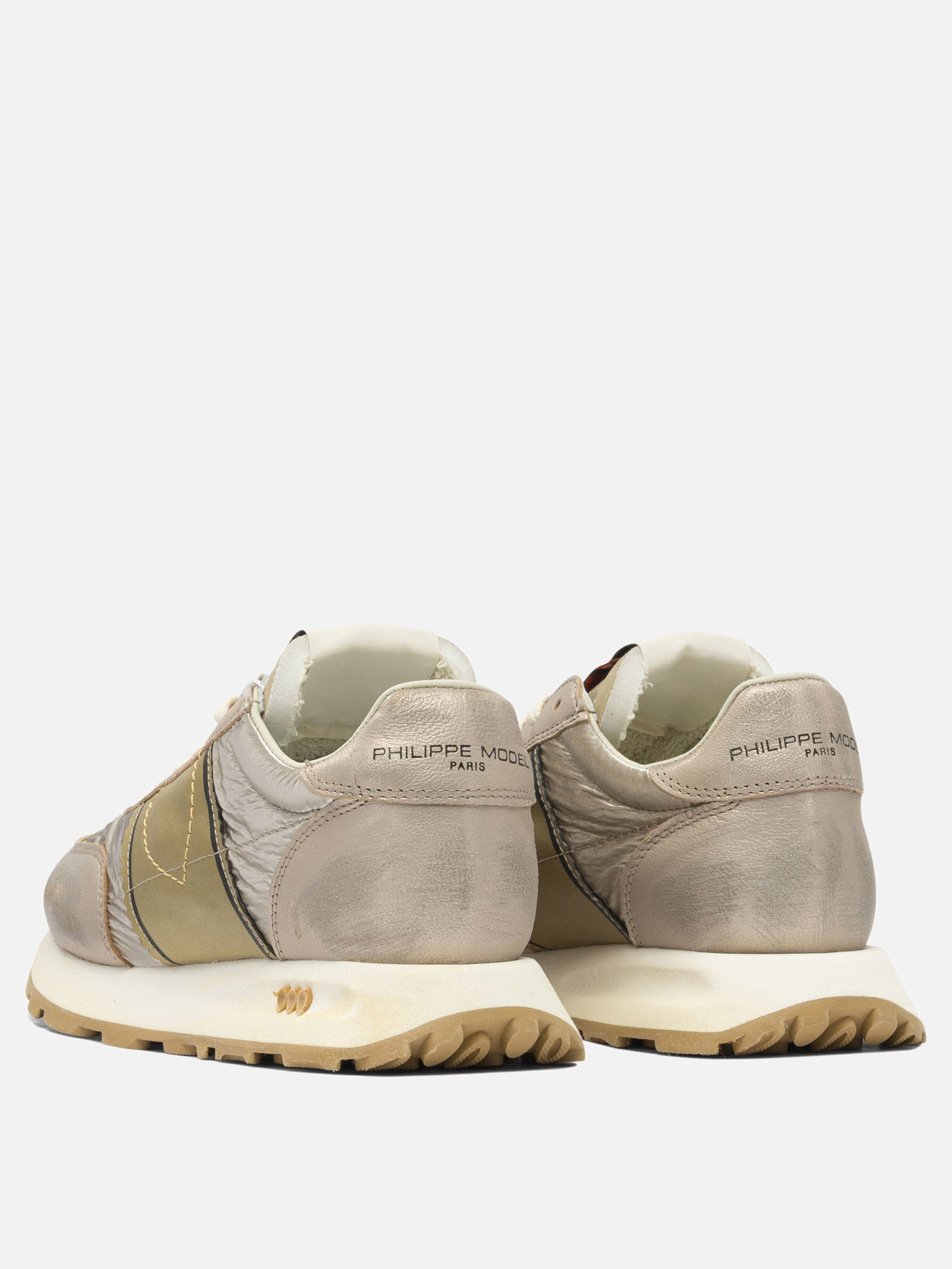 Sneaker basse 90% leather 10% mesh - 100% rubber  Oro - Philippe Model Paris Donna | PDP | VIETTI Online Store | thumbnail_4