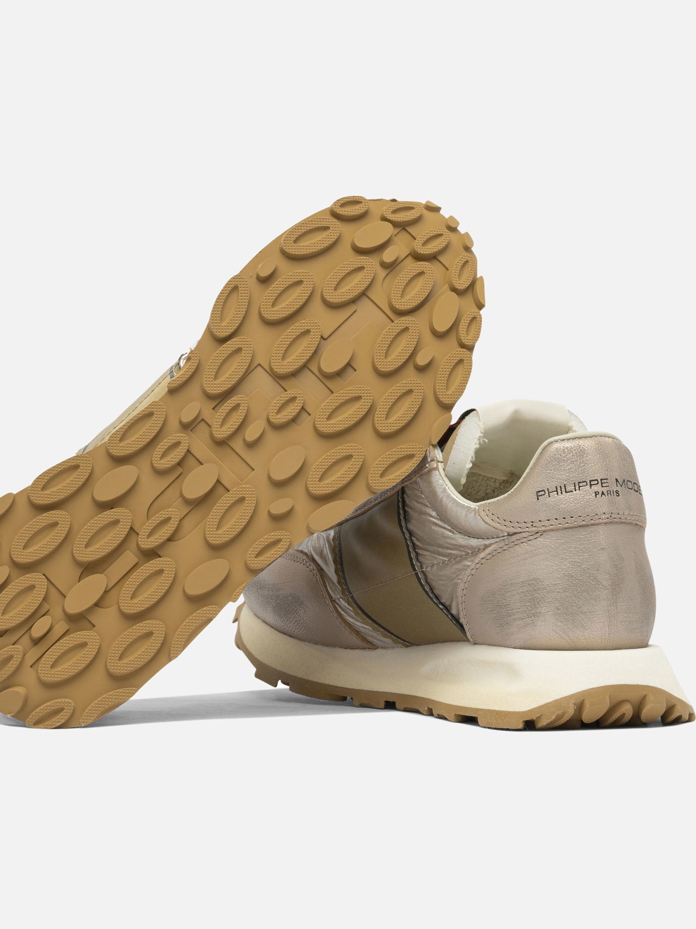 Sneaker basse 90% leather 10% mesh - 100% rubber  Oro - Philippe Model Paris Donna | PDP | VIETTI Online Store | thumbnail_5