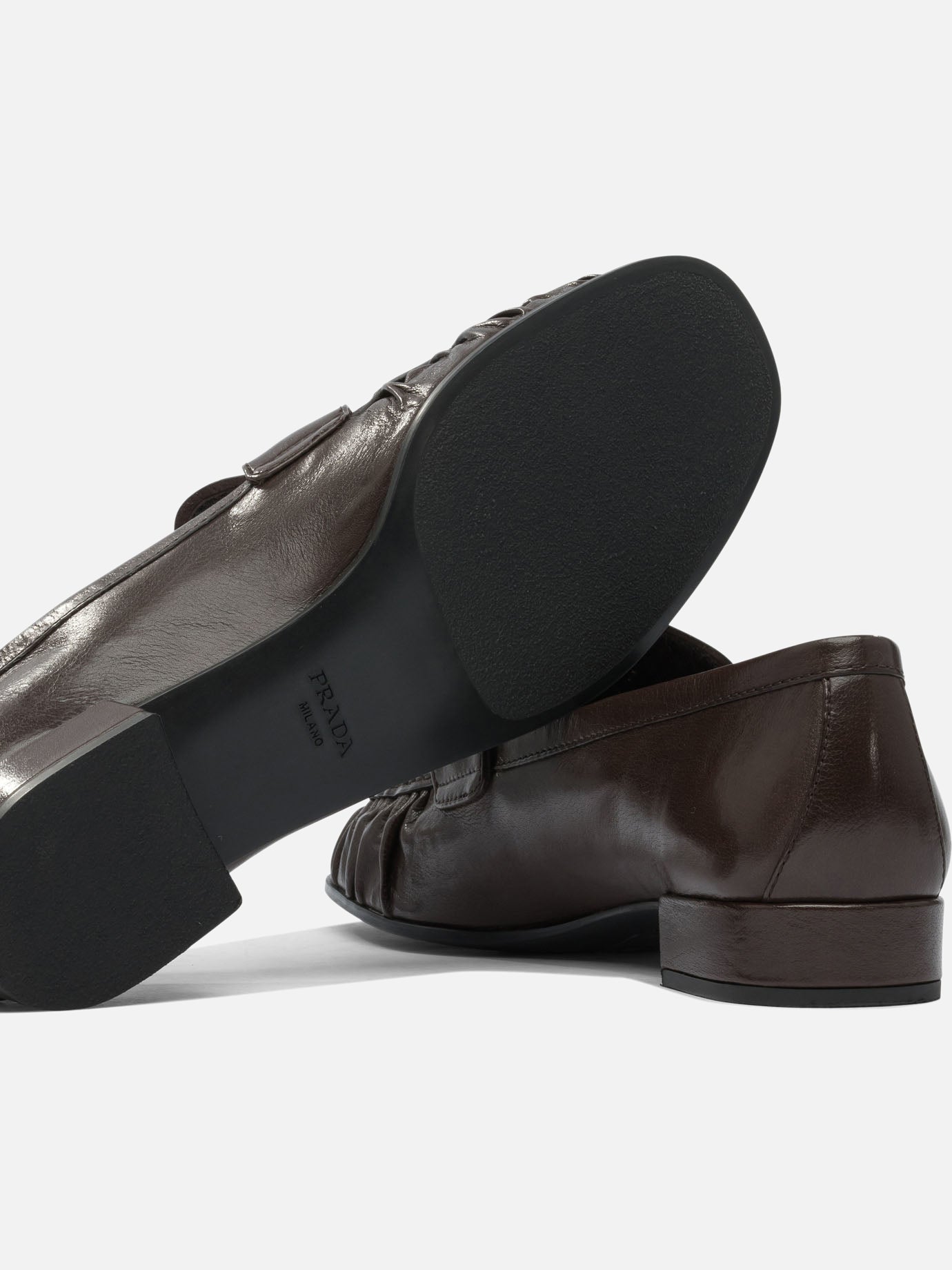 PRADA Unborn Calf Loafers dark brown Prada Brown Suede Loafers for