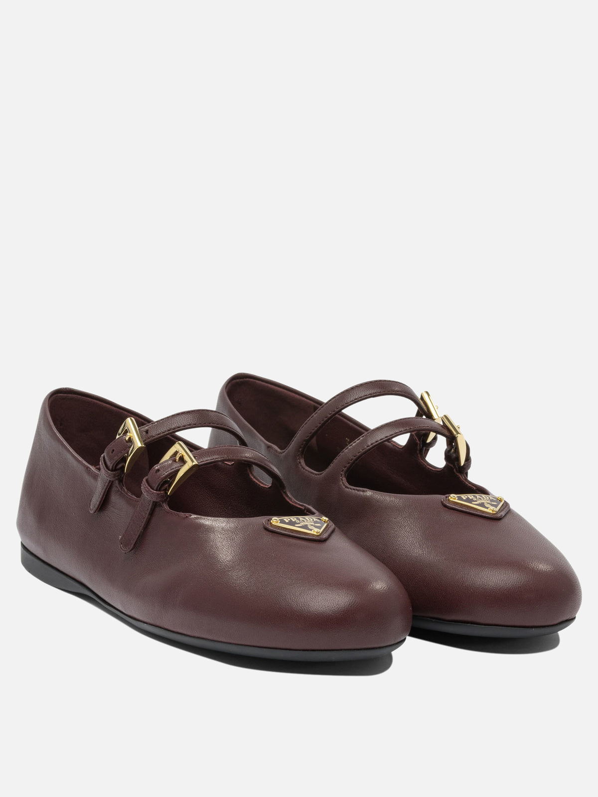 Prada Nappa leather ballet flats Bordeaux