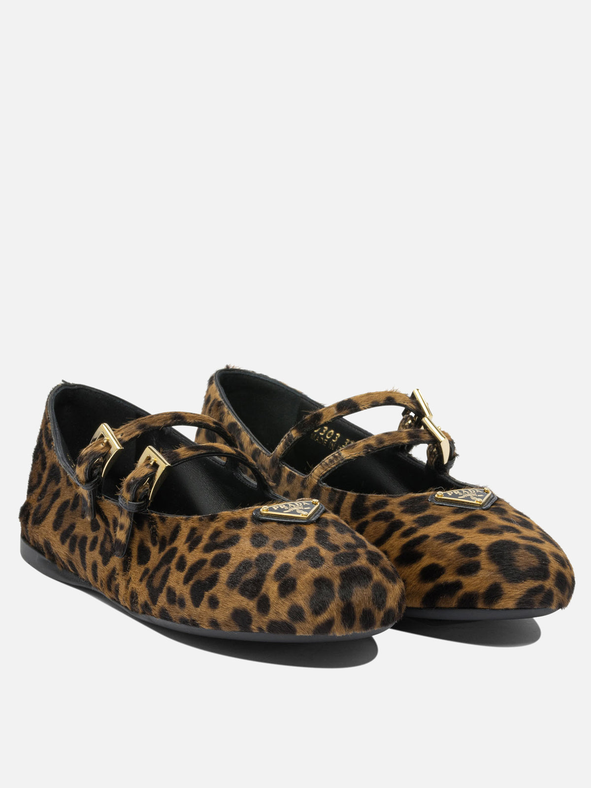 Prada Leather ballet flats with animal print Brown - VIETTI