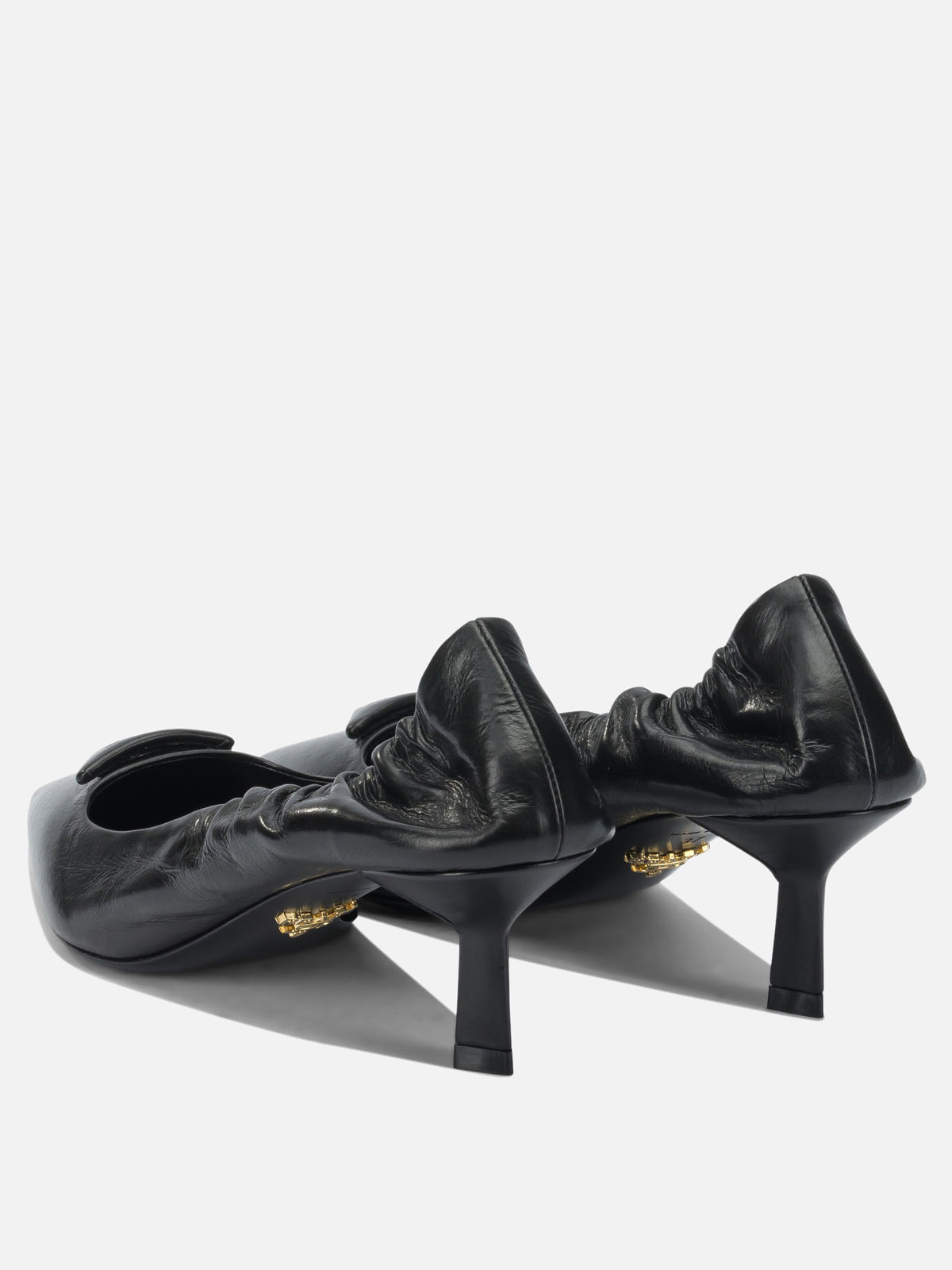 Prada Leather pumps with logo Black