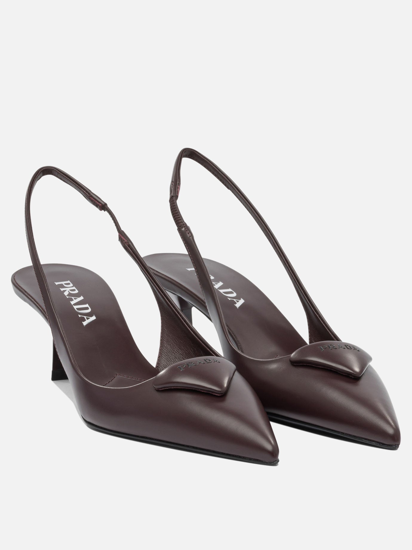 Prada Brushed leather slingback pumps Bordeaux - Women | VIETTI