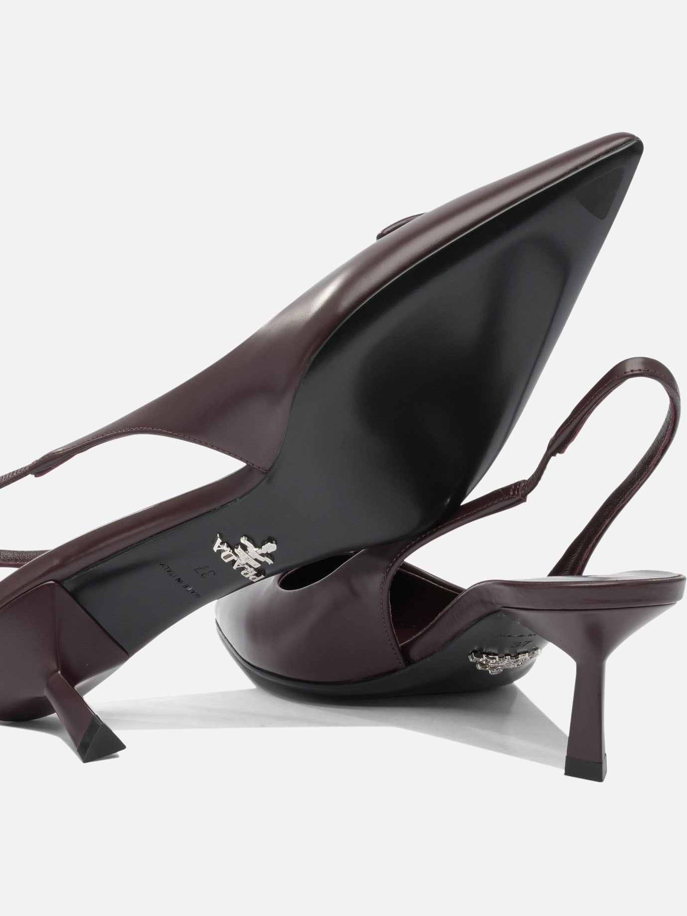 Prada Brushed leather slingback pumps Bordeaux - Women | VIETTI