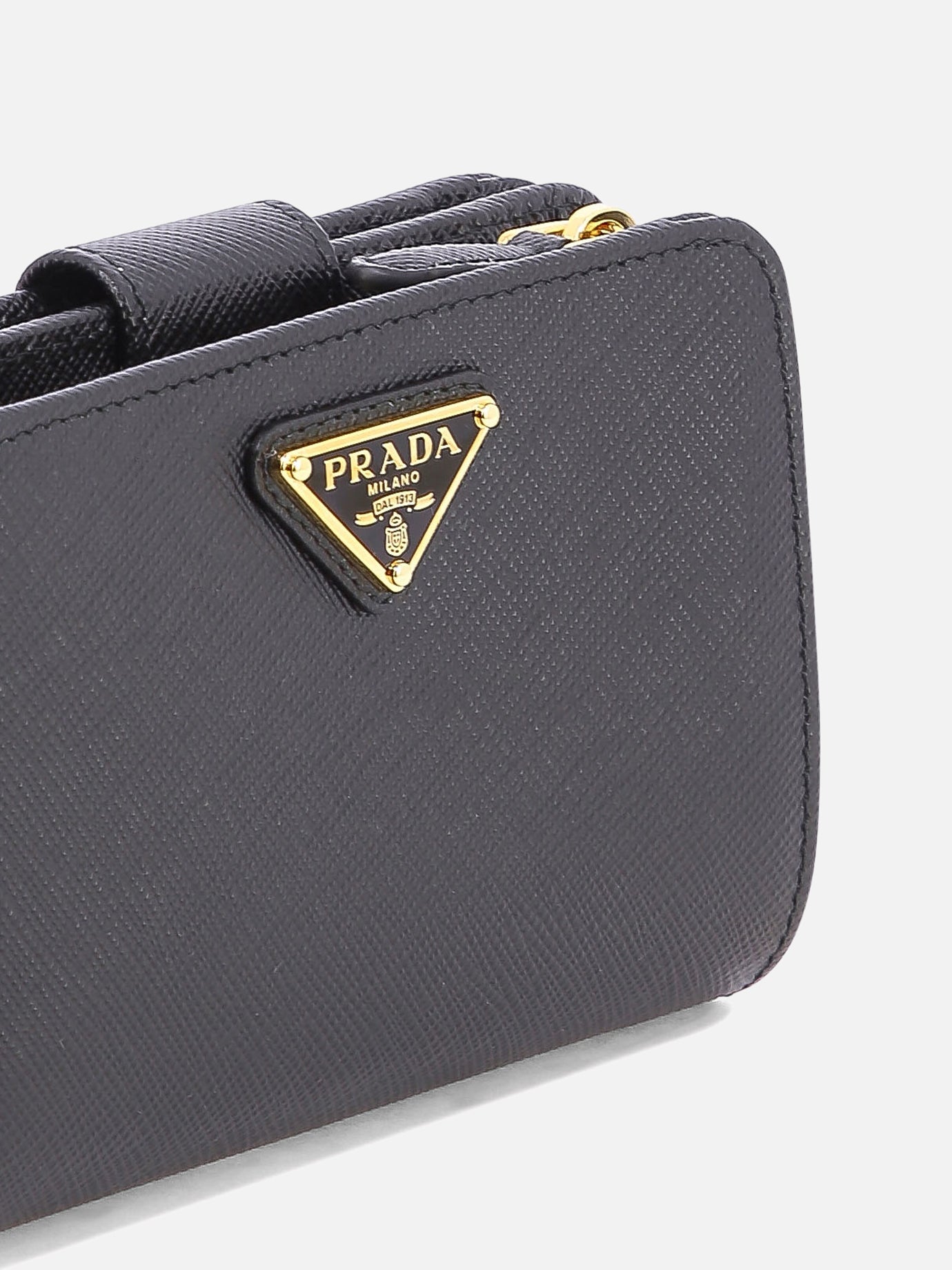 小物 PRADA BLACK WALLET Prada Triangle Logo Tessuto Re-Nylon Black Continental Large
