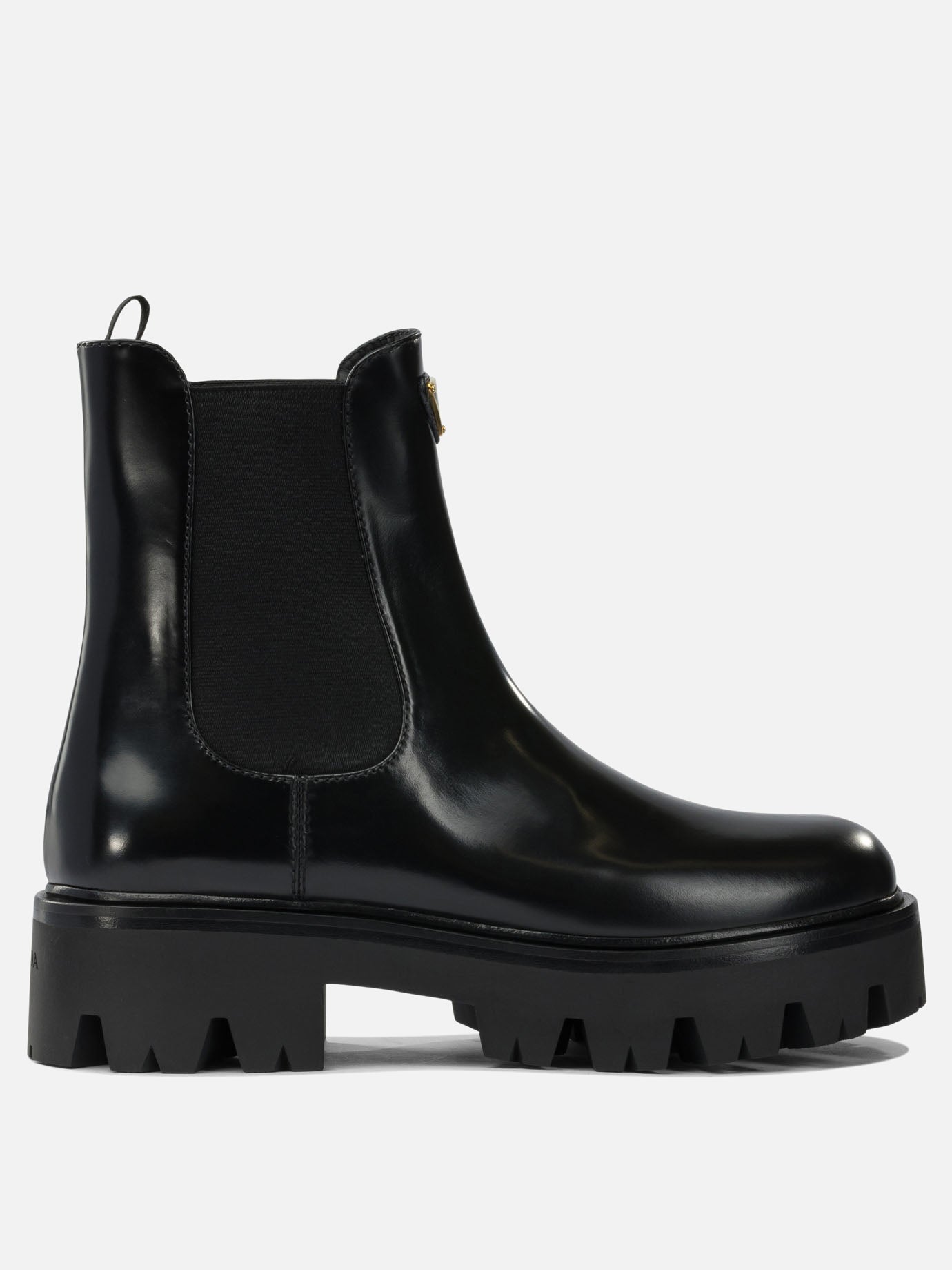 Stivaletti pull-on 100% calf leather - 74% polyester 26% elastane  Nero - Prada Donna | PDP | VIETTI Online Store | thumbnail