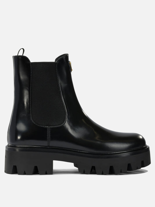 Stivaletti pull-on 100% calf leather - 74% polyester 26% elastane  Nero - Prada Donna | PLP | VIETTI Online Store 
