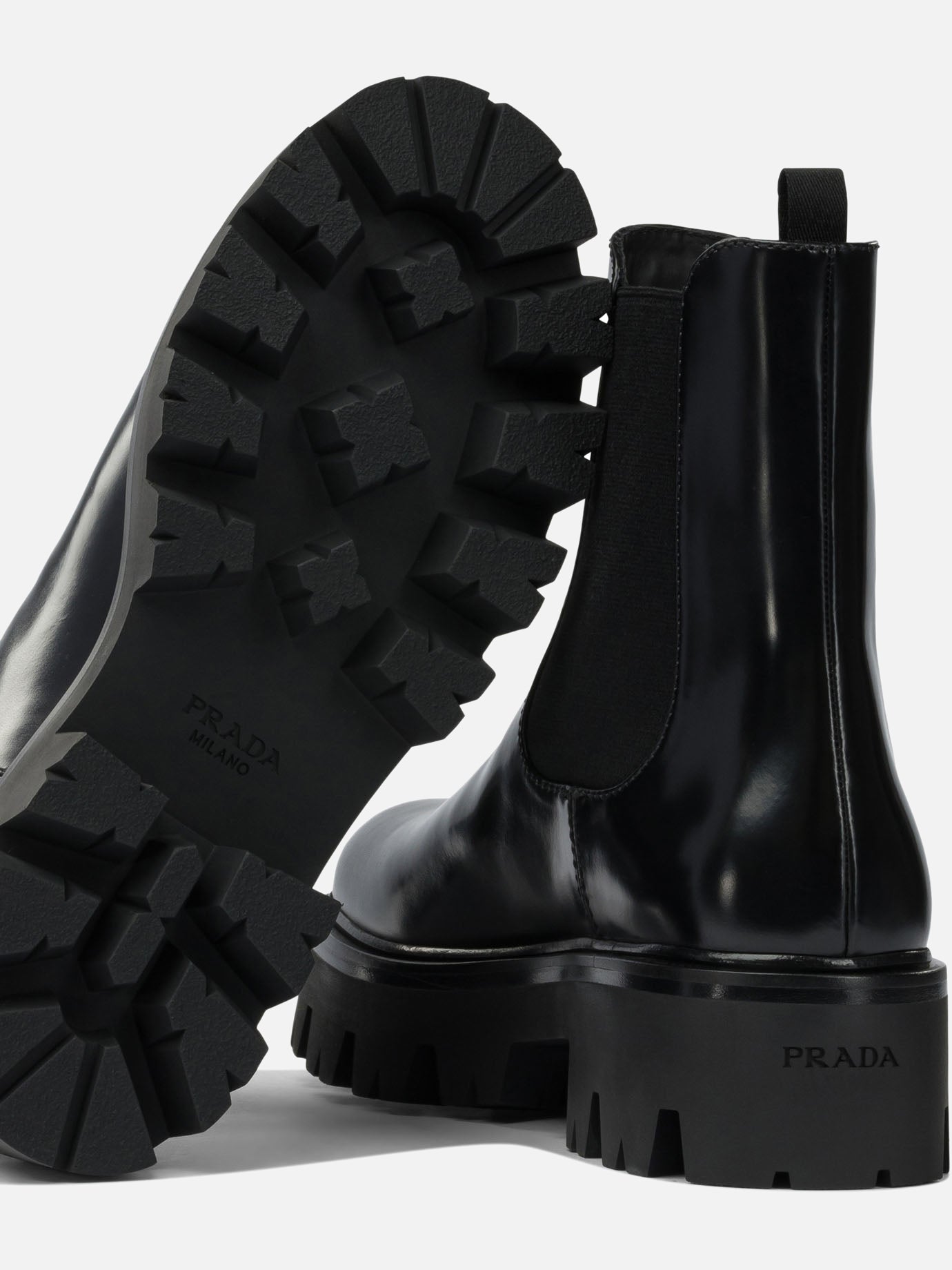 Stivaletti pull-on 100% calf leather - 74% polyester 26% elastane  Nero - Prada Donna | PDP | VIETTI Online Store | thumbnail_5