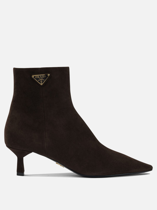 Stivaletti con zip 100% suede - 100% leather  Marrone - Prada Donna | PDP | VIETTI Online Store 
