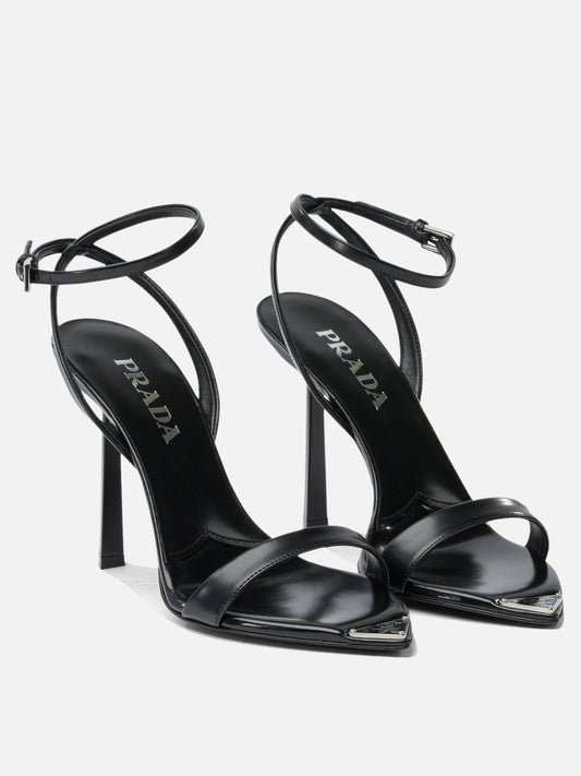 Heeled sandals 100% calf leather - 100% leather  Black - Prada Women | VIETTI Online Store | 2
