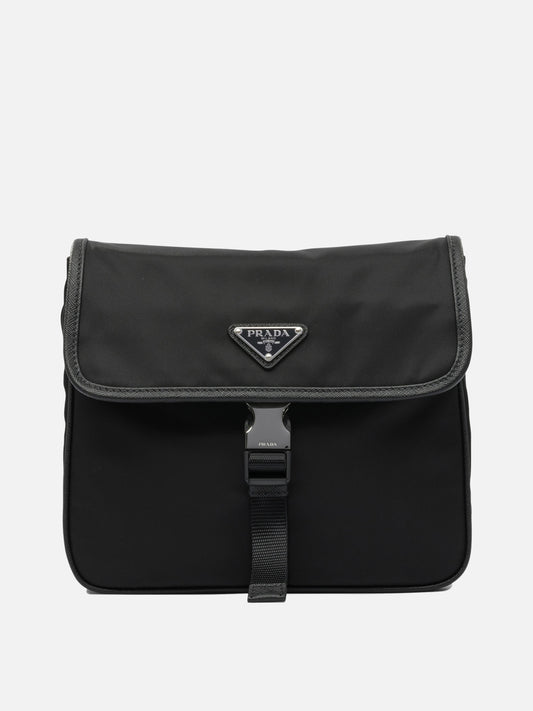 Prada Re-Nylon and Saffiano crossbody Bag Black

