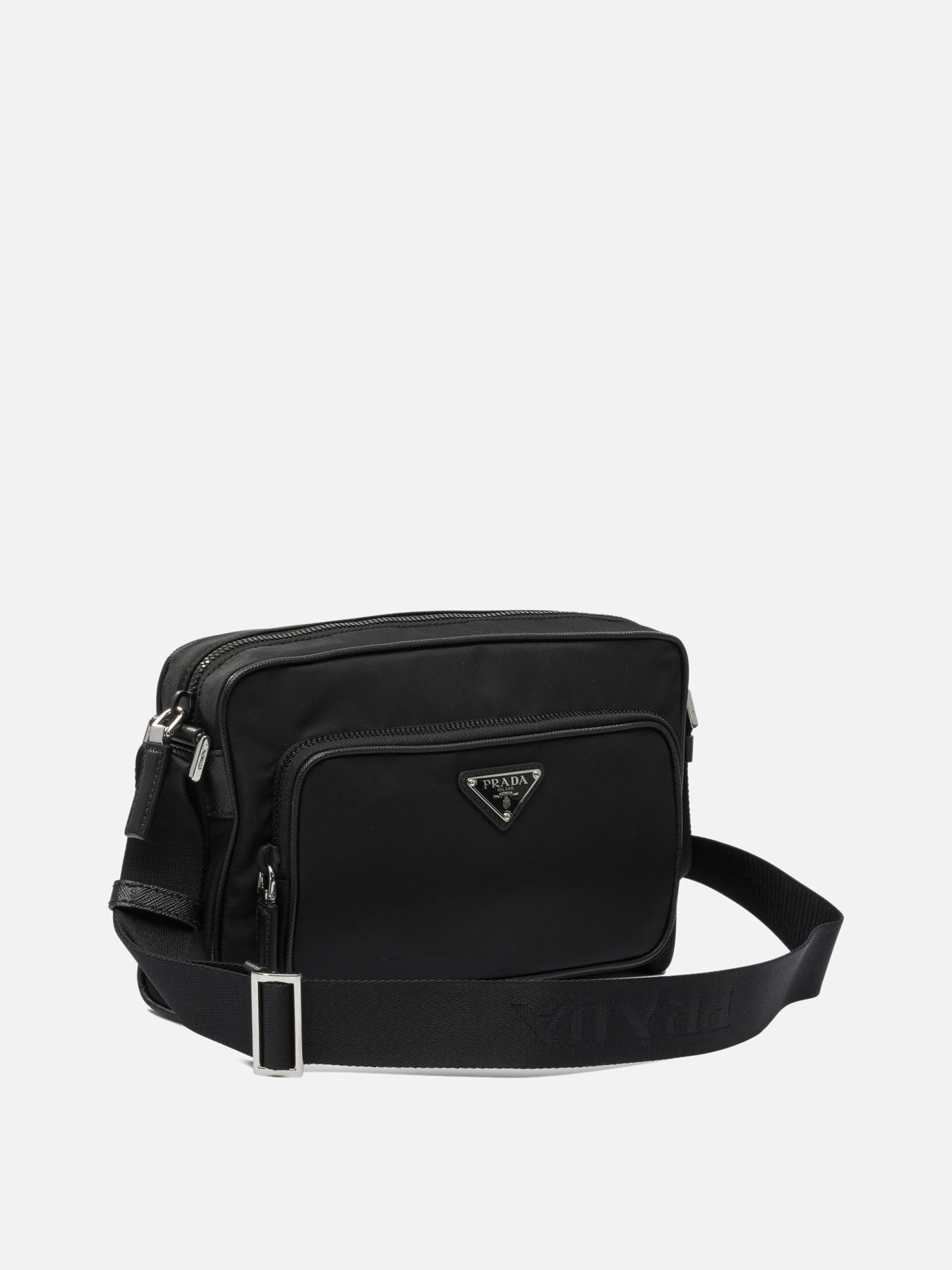 Prada Re-Nylon and Saffiano Shoulder Bag Black
