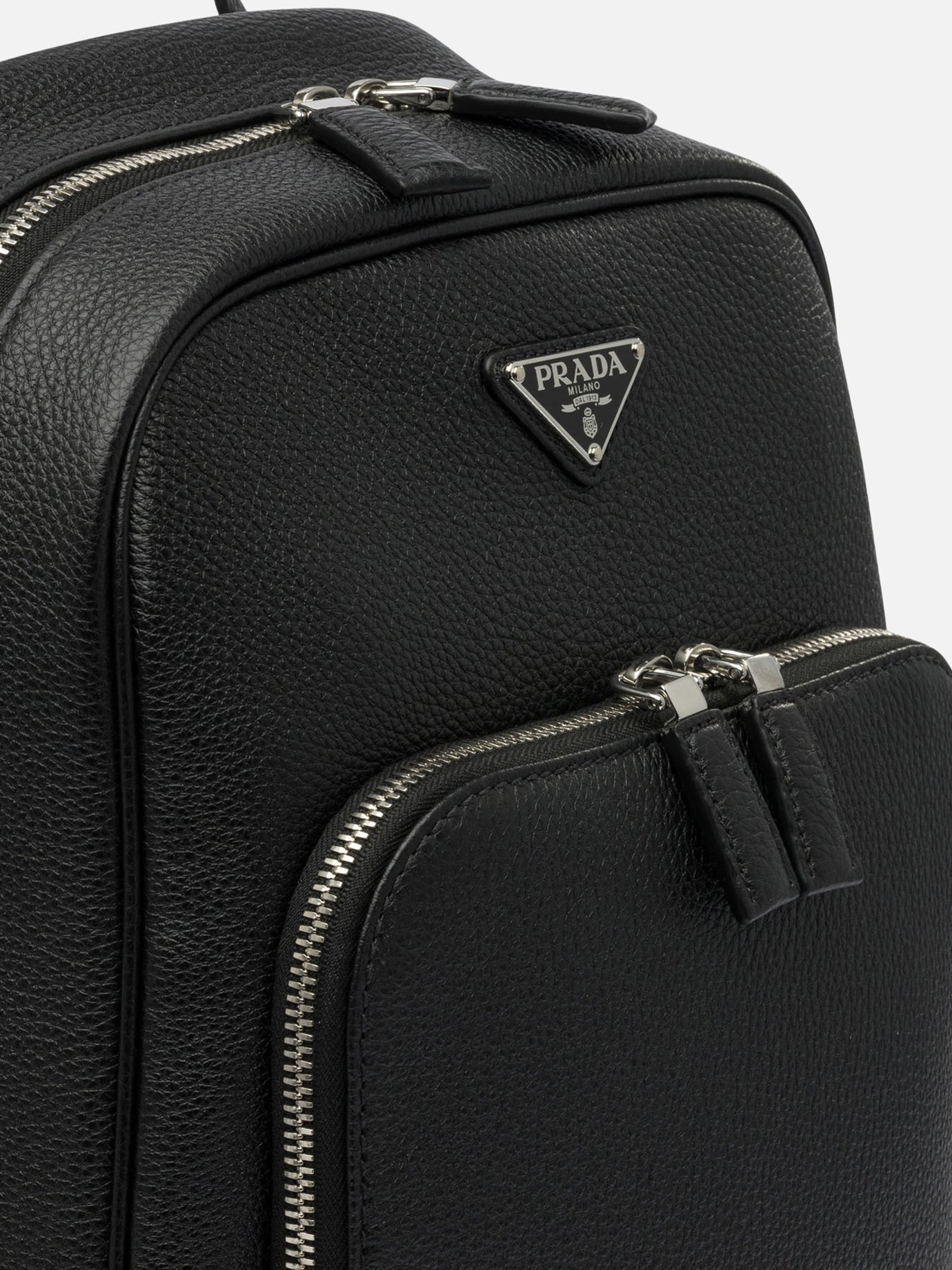 black calf leather backpack men Prada Leather backpack Black - Men