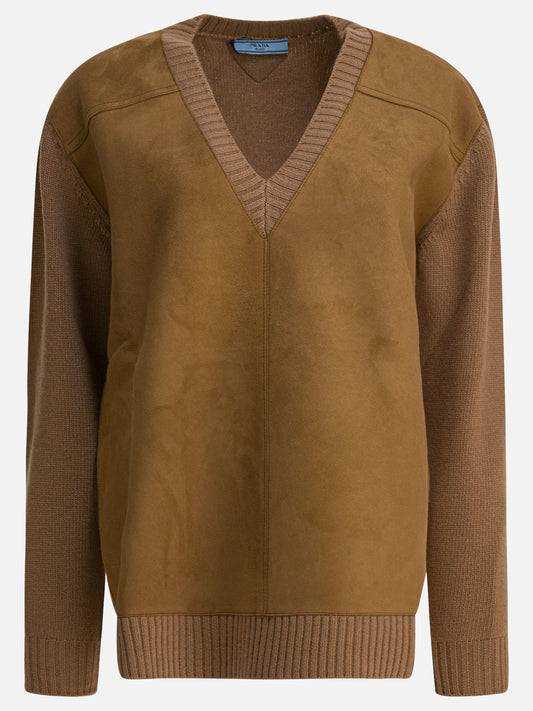 Maglioni scollo a V Solid colour  Beige - Prada Donna | PLP | VIETTI Online Store 
