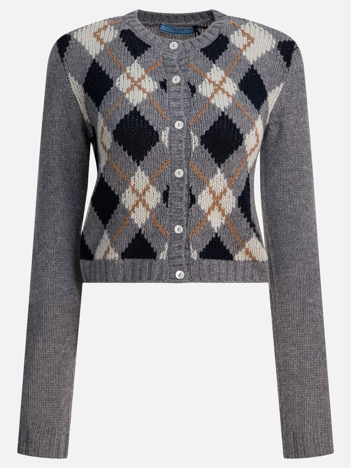 Prada "Argyle" Cardigan Grey
