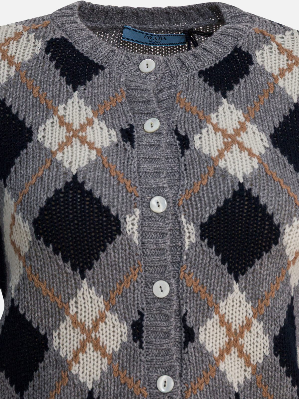 Prada "Argyle" Cardigan Grey