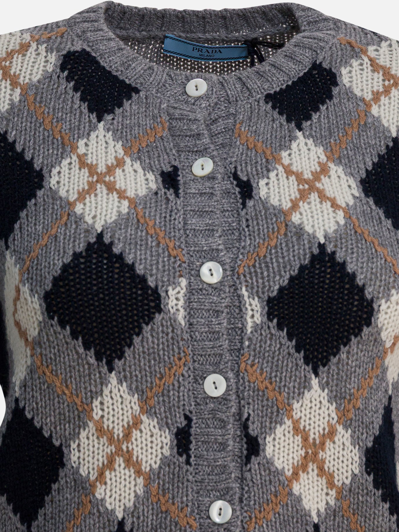 Cardigans Textured knit  Grey - Prada Women | PDP | VIETTI Online Store | Zoom-Modal_3
