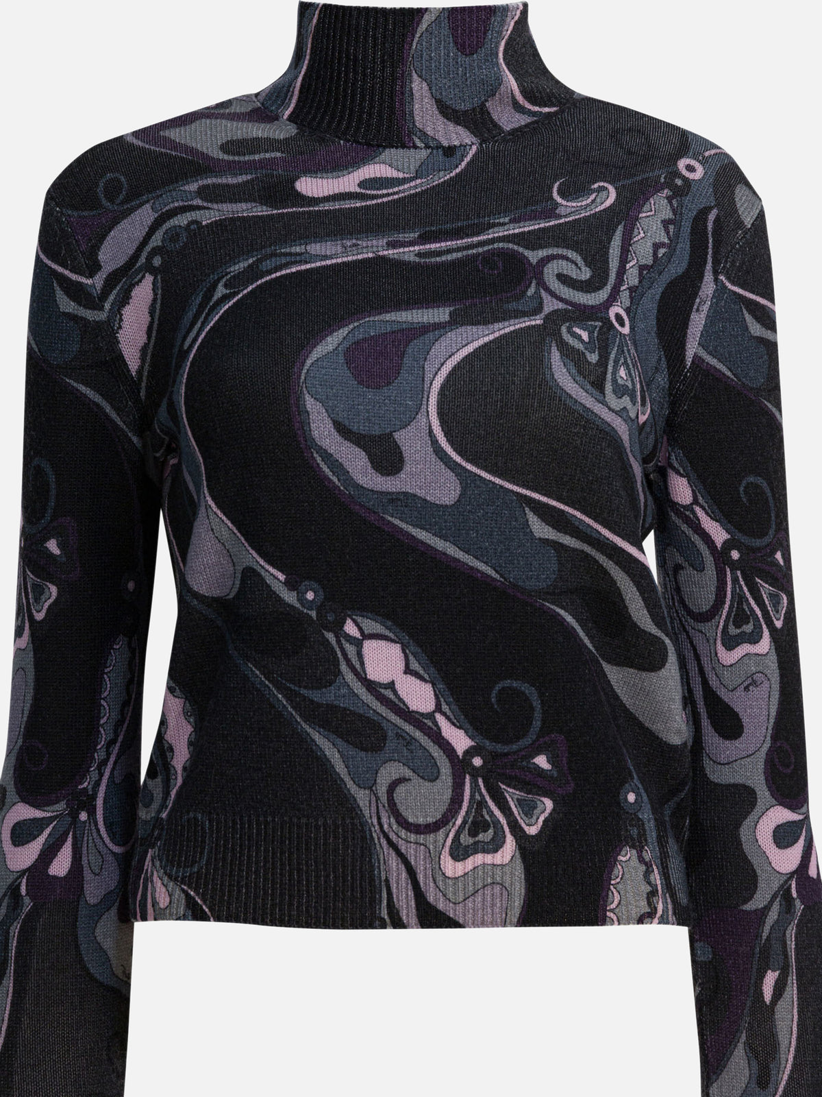 Pucci Wool turtleneck sweater with print Black