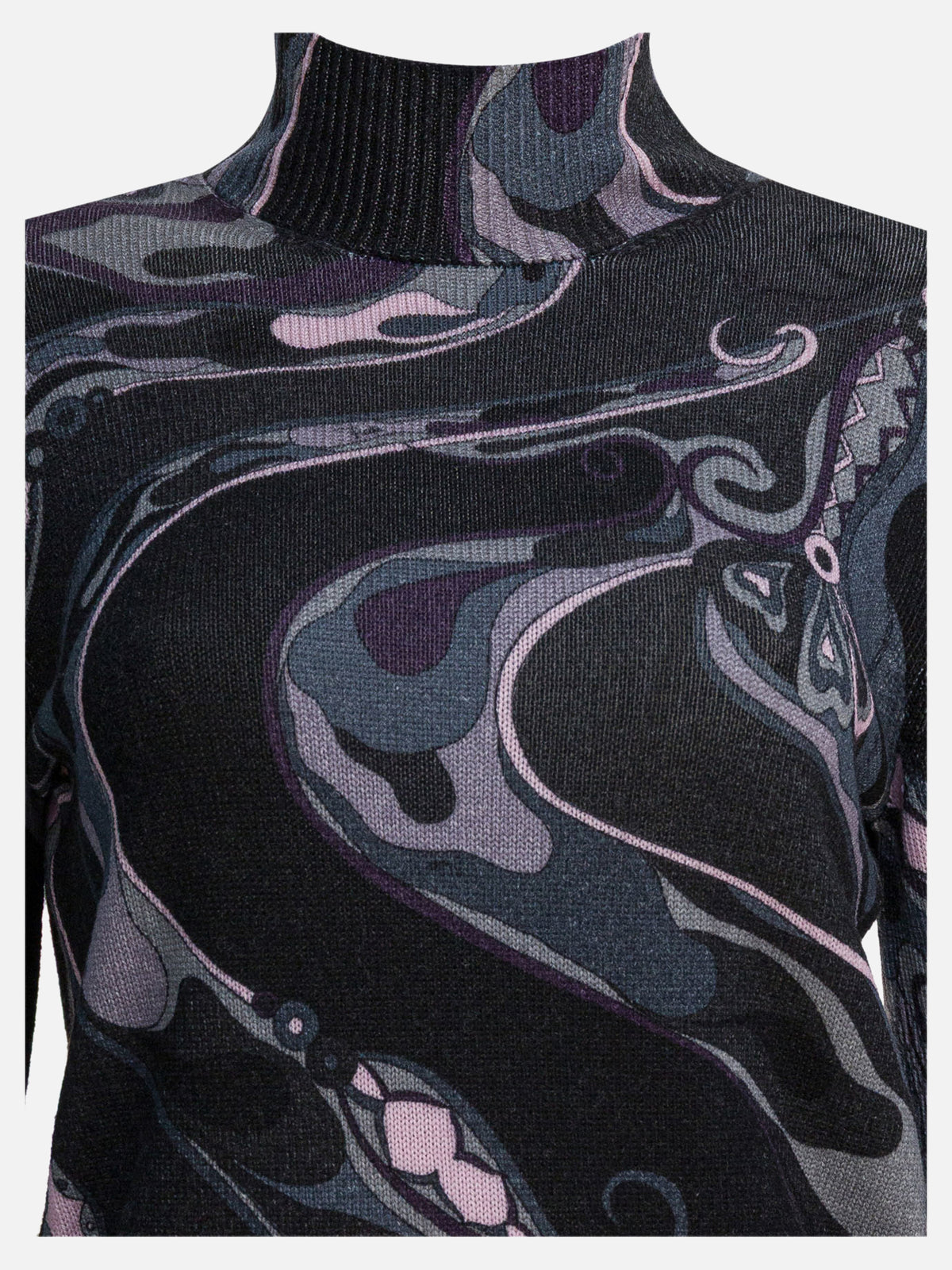 Pucci Wool turtleneck sweater with print Black