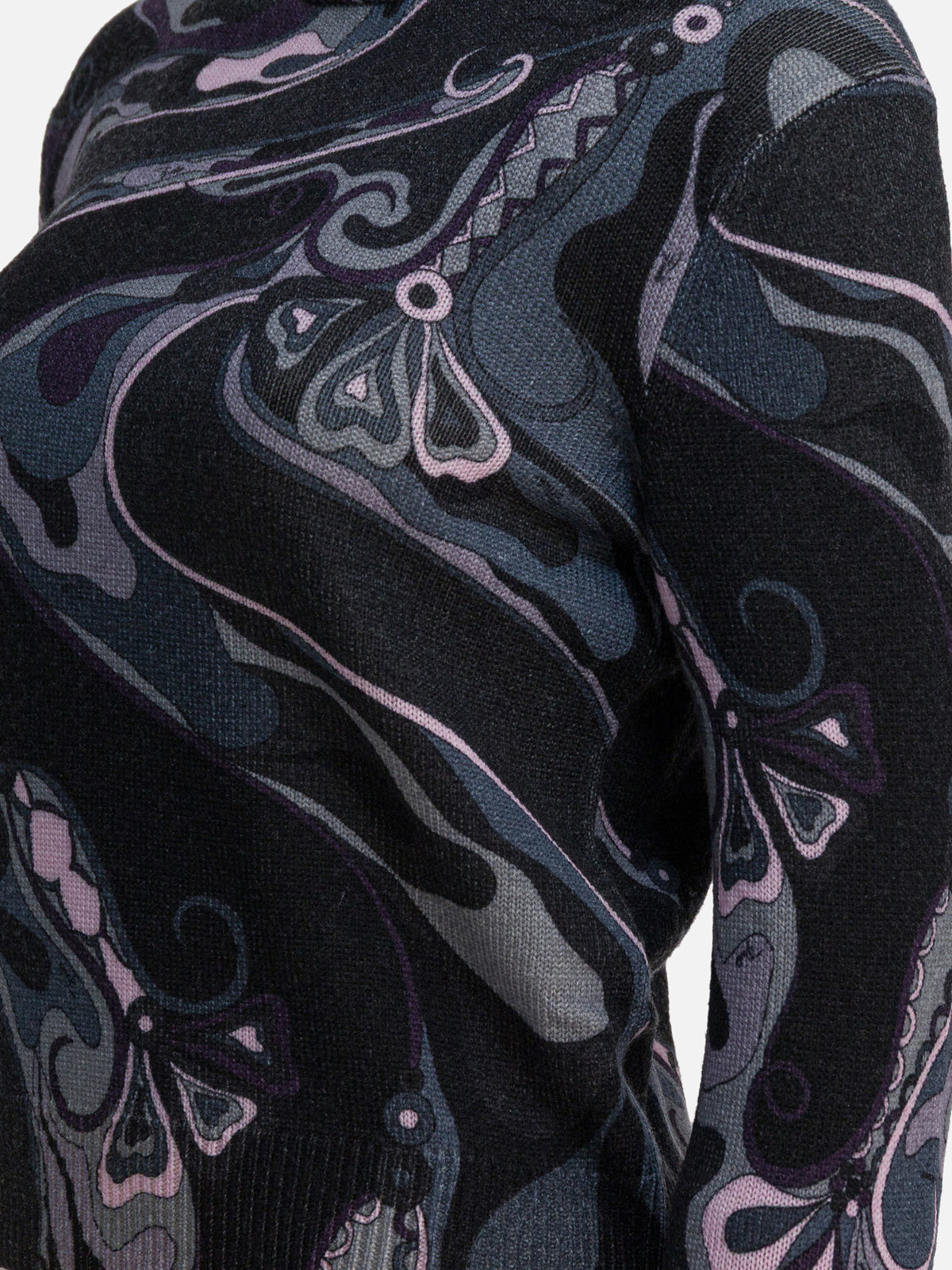 Pucci Wool turtleneck sweater with print Black - VIETTI